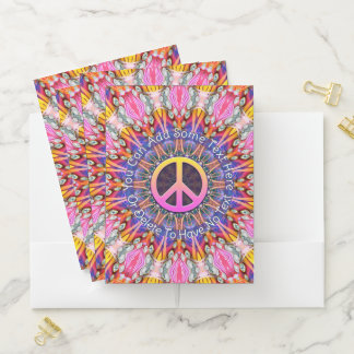 Groovy Peace Psychedelic Pink Kaleidoscope Pocket Folder