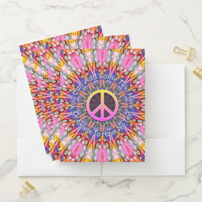 Groovy Peace Psychedelic Pink Kaleidoscope Pocket Folder (In Situ)