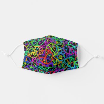 Groovy Peace Rainbow Adult Cloth Face Mask by ZionMade at Zazzle