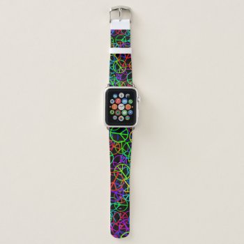 Groovy Peace Rainbow Apple Watch Band by ZionMade at Zazzle