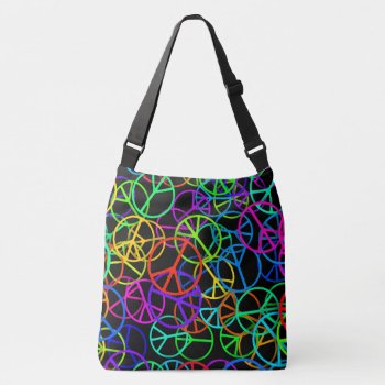 Groovy Peace Rainbow Crossbody Bag by ZionMade at Zazzle