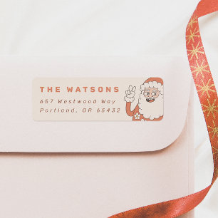 Groovy Peace Santa Retro Family Name Label