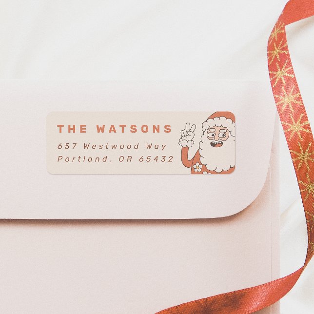 Groovy Peace Santa Retro Family Name Label (Creator Uploaded)