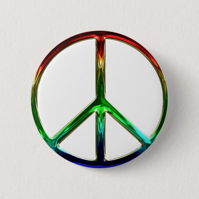 Groovy Peace Sign Button Pin (Front)