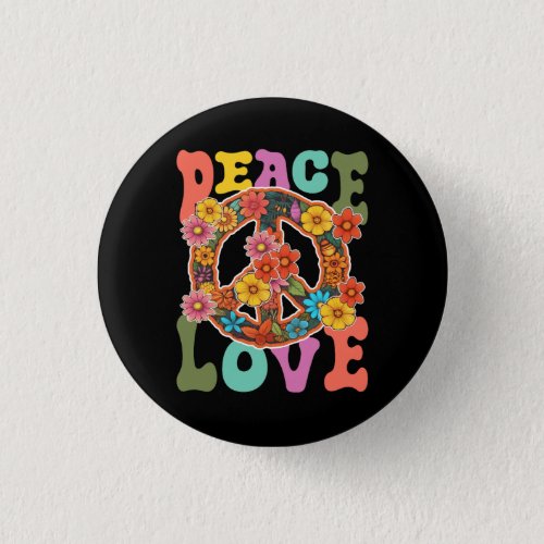 Groovy Peace Sign Love 60S 70S Hippie Costume Flow Button