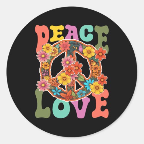 Groovy Peace Sign Love 60S 70S Hippie Costume Flow Classic Round Sticker