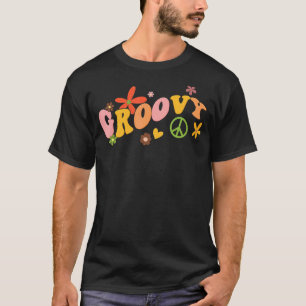 Groovy Peace Sign Love Retro 60s 70s Floral Flower T-Shirt