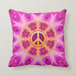 Groovy Peace Sign Orange Pink Cushion / Pillow