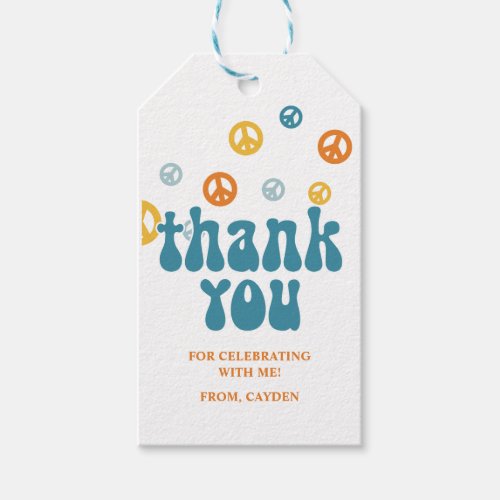 Groovy peace sign Thank You Gift Tags