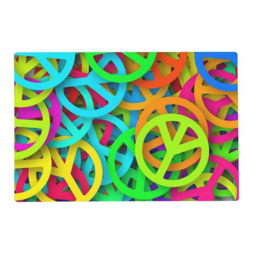 Groovy Peace Signs Rainbow Pattern Placemat