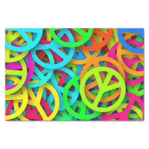 Groovy Peace Signs Rainbow Pattern Tissue Paper