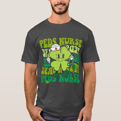 Groovy Peds Nurse Funny St Patricks Day Pediatric  T_Shirt