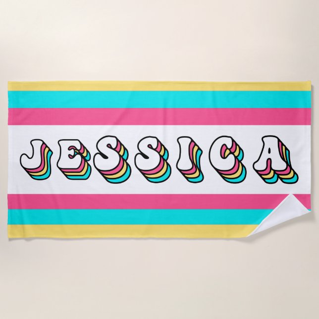 Groovy Personalized Beach Towel (Front)