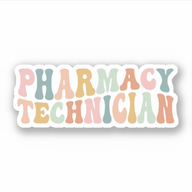 Groovy Pharmacy Technician, Pharmacy Tech Gift Sticker (Front)