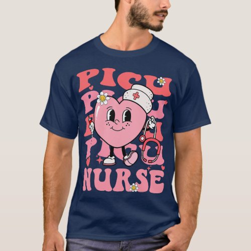 Groovy PICU Nurse Valentines Day Pediatric Nurse T_Shirt