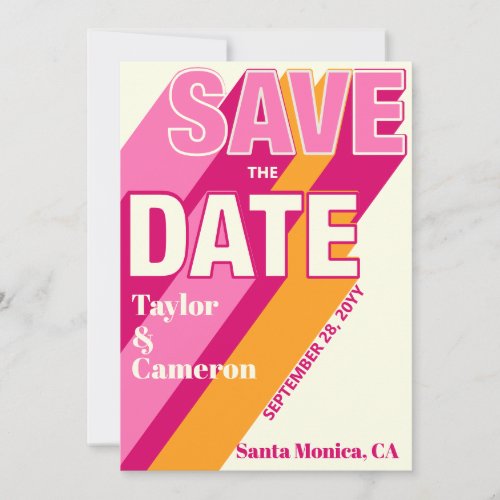 Groovy Pink and Orange Wedding Save The Date