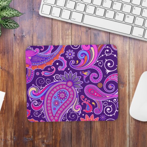 Groovy Pink and Purple Paisley Mouse Pad