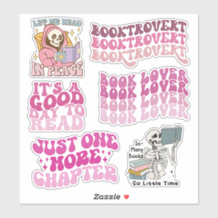 Groovy Pink Book Lover & Reading Pack of Vinyl Sticker