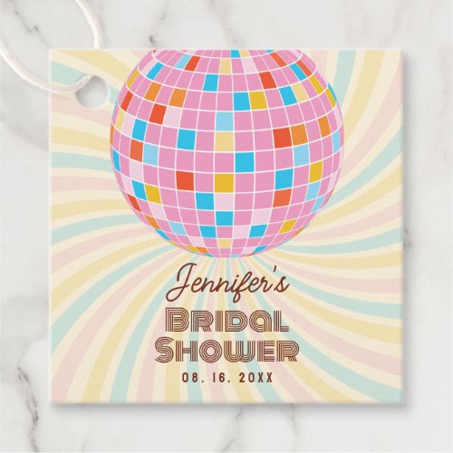 Groovy Pink Disco Ball Bridal Shower Thank You Favor Tags