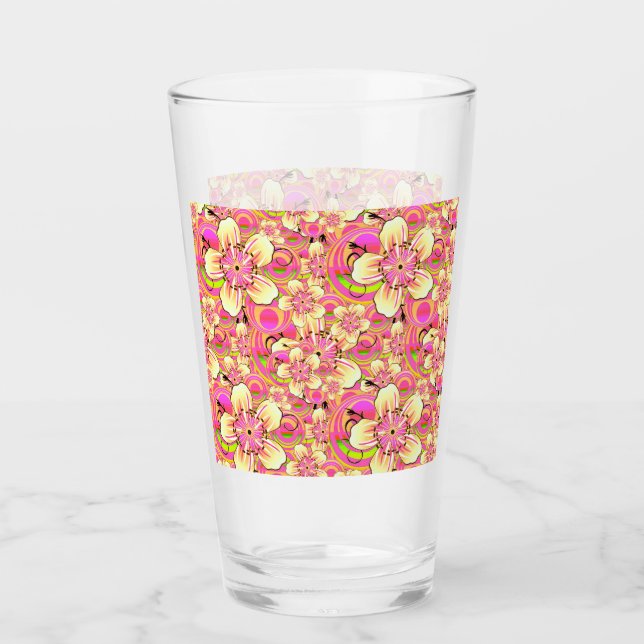 groovy pink flower pattern glass (Front)