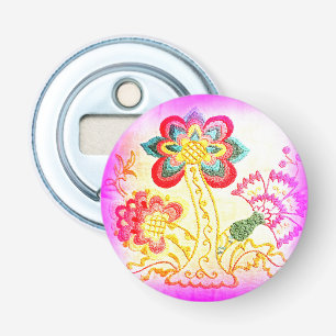 groovy pink palm tree magnet bottle opener