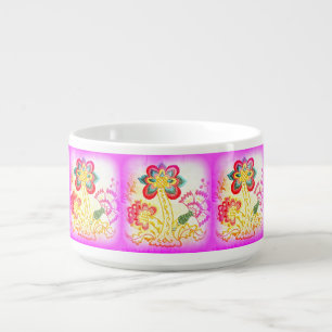 groovy pink palm trees chili bowl