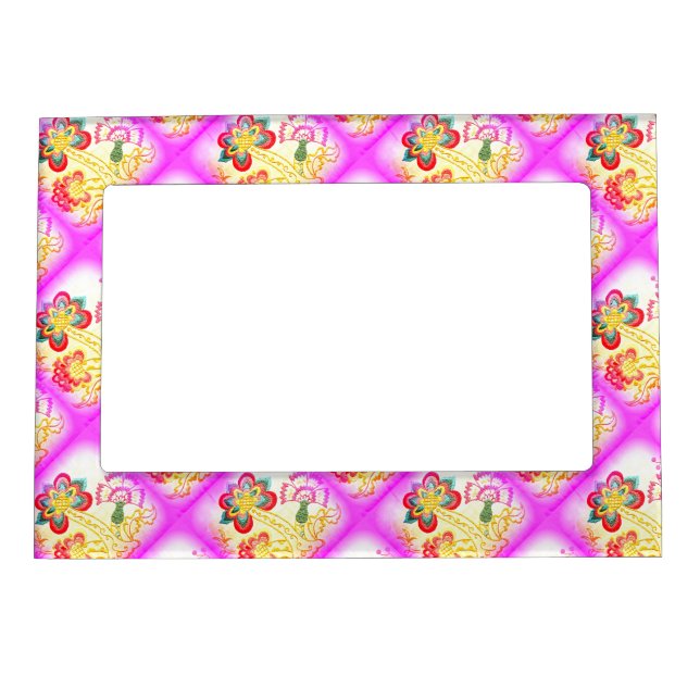 groovy pink palm trees magnetic frame (Front)