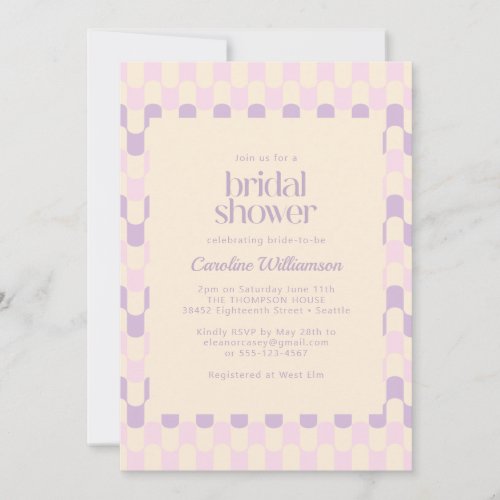 Groovy Pink Purple Retro Geometric Bridal Shower Invitation
