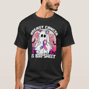Groovy Pink Ribbon Mom Breast Cancer Is Boo Sheet  T-Shirt