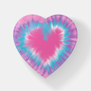 Groovy Pink tie-dyed heart Paperweight