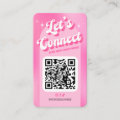 Groovy Pink Trendy Let's Connect Socials QR Code Business Card | Zazzle