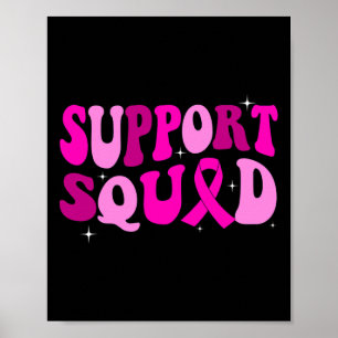 Groovy Pink Warrior Breast Cancer Awareness Suppor Poster