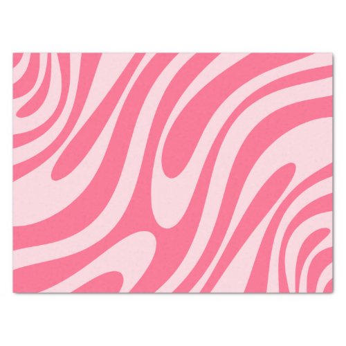 Groovy Pink Wavy Loops Retro Abstract Pattern Tissue Paper