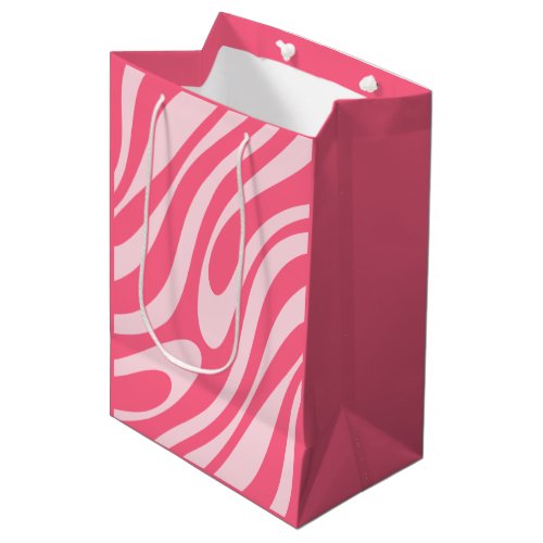 Groovy Pink Wavy Loops Retro Modern Abstract Medium Gift Bag