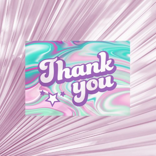 Groovy Pinks Purples Mint Green Swirls Thank You