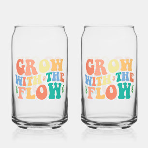 Groovy Plant Lover "Grow With The Flow" Graphic Can Glass