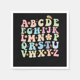 Groovy Pre K Kindergarten Alphabet ABC Retro Napkins