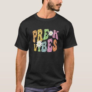 Groovy PRE K VIBES Teacher Leopard Print PreK Retr T-Shirt
