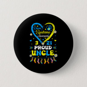Groovy Proud Down Syndrome Uncle Awareness Matchin Button