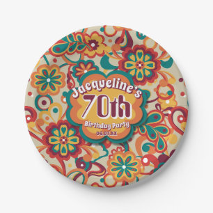 Groovy Psychedelic 60s 70s Floral Birthday Paper Plates