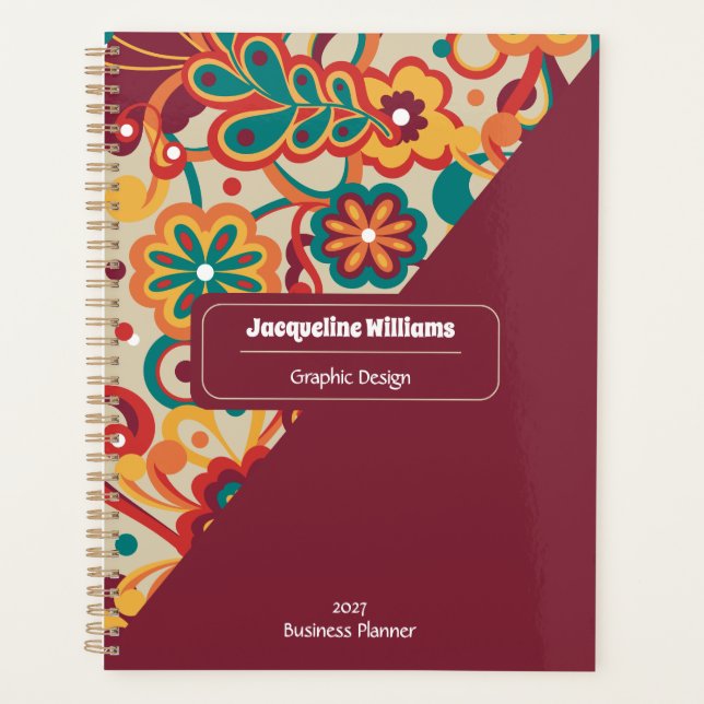Groovy Psychedelic 60s 70s Floral  Planner (Front)