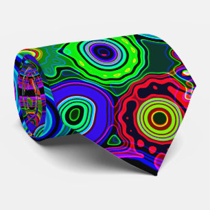 Groovy Psychedelic Abstract Neon Pattern Neck Tie