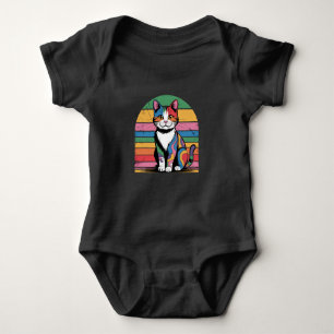 Groovy Psychedelic Cat Retro Baby T-Shirt Baby Bodysuit