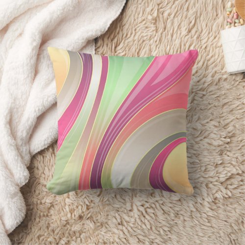 Groovy Psychedelic Colorful Squiggly Lines  Guitar Throw Pillow