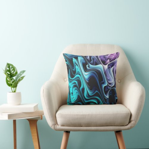 Groovy Psychedelic Colorful Squiggly Lines  Throw Pillow