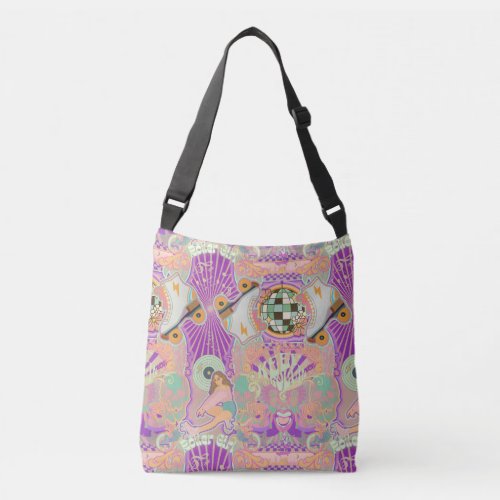 Groovy Psychedelic Cool Roller Derby Disco Girl  C Crossbody Bag