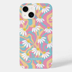 Groovy Psychedelic Daisy Flower Personalized Name Case-Mate iPhone 14 Case