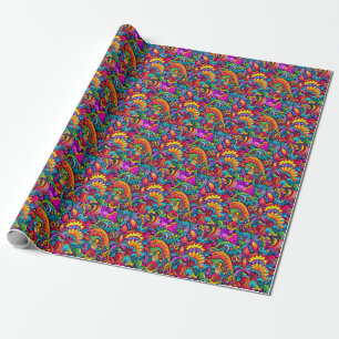Groovy Psychedelic Floral  Wrapping Paper