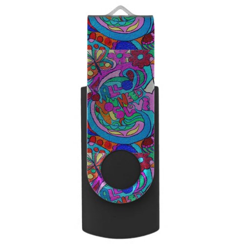 groovy psychedelic flower power flash drive