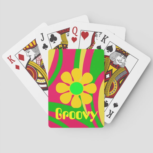 Groovy Psychedelic Flower Power Playing Cards (Back)
